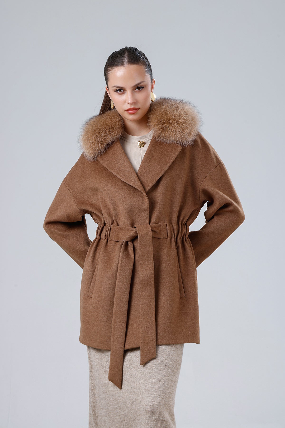 OPERA Camel Bebe Yaka Kürklü #Kürk Tercihi_Bebe Yaka Kürklü
